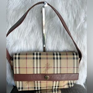 Burberry Beige and Brown Plaid Crossbody Bag